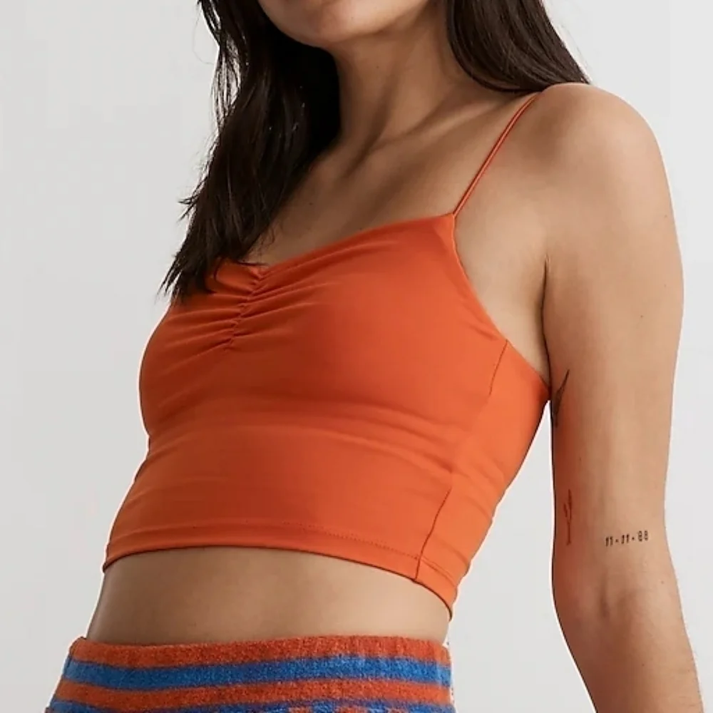 Madewell Flex Sweetheart Crop Tank Top in Brilliant Tangerine size XXS NWT NL307